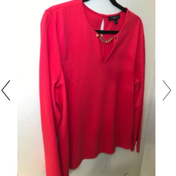 Marc New York Red Long Sleeve Tie Front Peplum Blouse Size Large - Picture 5 of 10